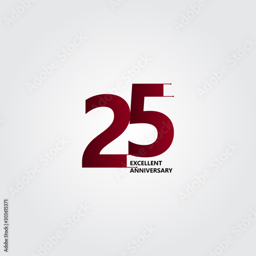 25 Years Excellent Anniversary Vector Template Design Illustration