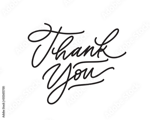 Thank you handwritten ink pen vector lettering