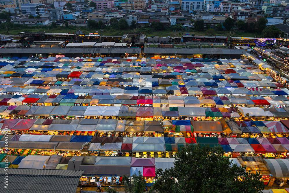 BANGKOK/THAILAND - 18th Nov, 2019 : Ratchada Train Night Market, Bangkok, Thailand. BANGKOK/THAILAND - 18th Nov, 2019 : Ratchada Train Night Market, Bangkok, Thailand.