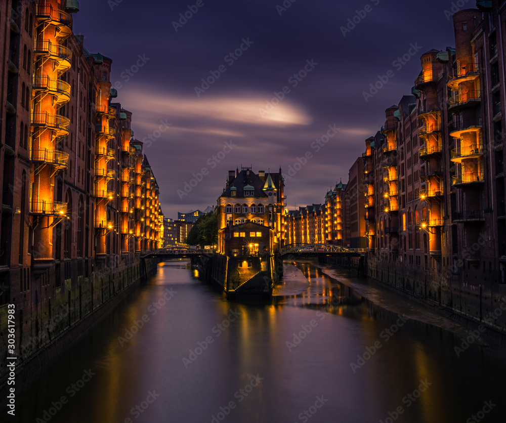 Sunset at Poggenmühlen Bridge in Hamburg – Germany