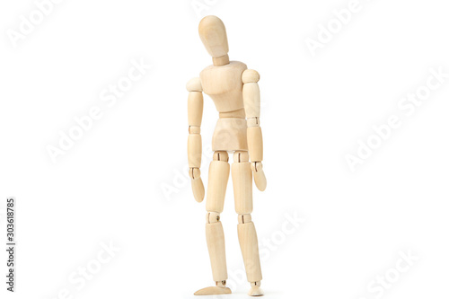 Canvas Print Wooden figure isolated on white background