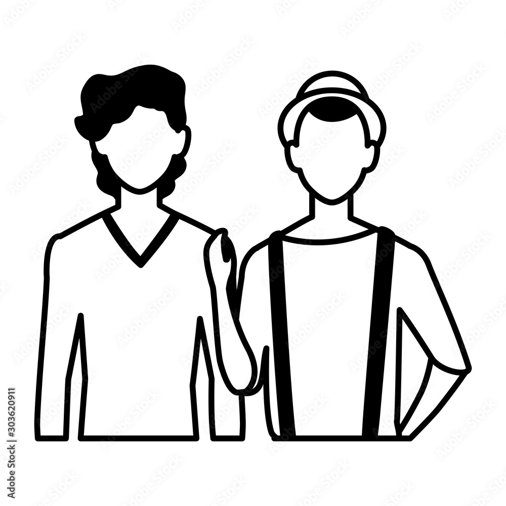 men faceless with different poses on white background men faceless with different poses on white background