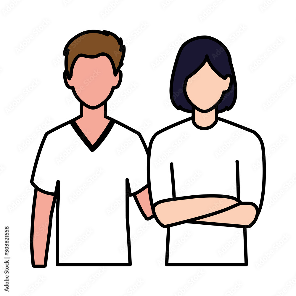 men faceless with different poses on white background men faceless with different poses on white background