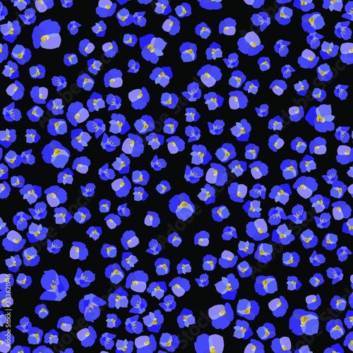 Floral pattern. Small flowers on dark background.  Seamless vector texture.