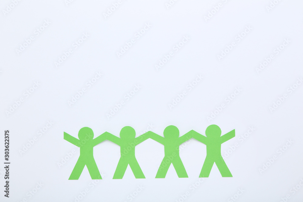 Paper chain people on white background Paper chain people on white background