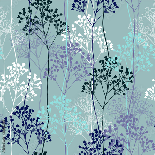 Seamless pattern with tropical flowers. Graphic background texture.