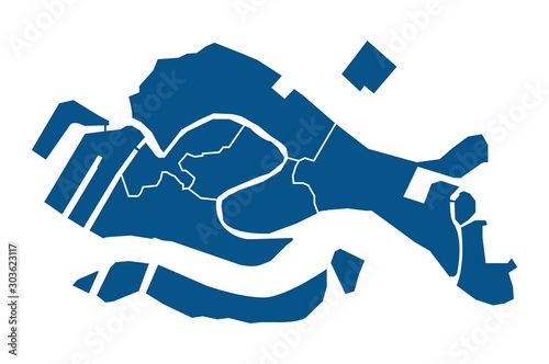 Outline blue map of Venezia