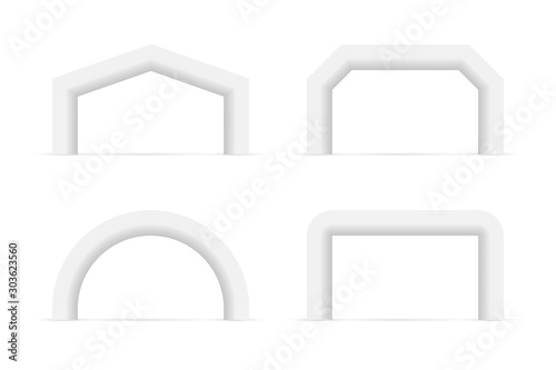 Inflatable Arch Set. Place For Sponsors Advertising. Marathon Racing Concept. Vector stock illustration.
