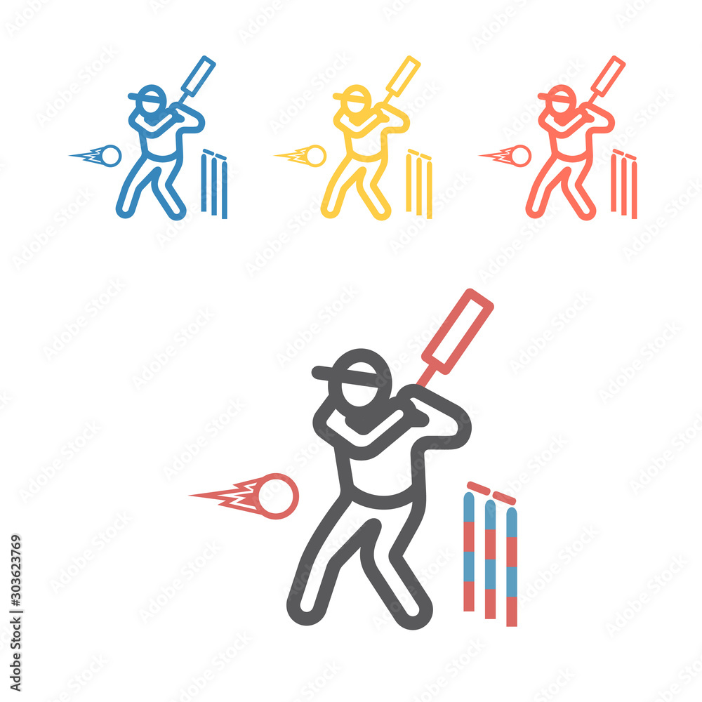 Cricket player line icon. Vector sport signs for web graphics. Cricket player line icon. Vector sport signs for web graphics.