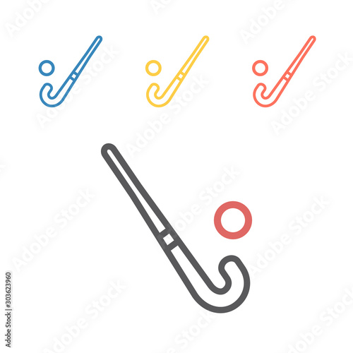 Field Hockey Stick with ball line icon. Vector signs for web graphics photo