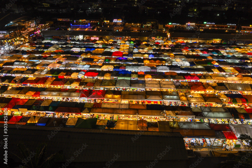 BANGKOK/THAILAND - 18th Nov, 2019 : Ratchada Train Night Market, Bangkok, Thailand.