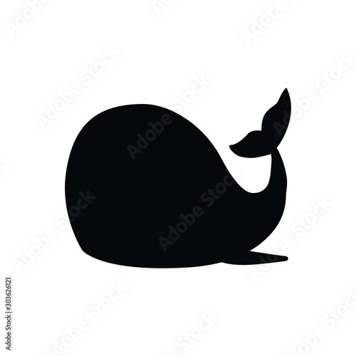 Whale silhouette line icon vector symbol sign illustration