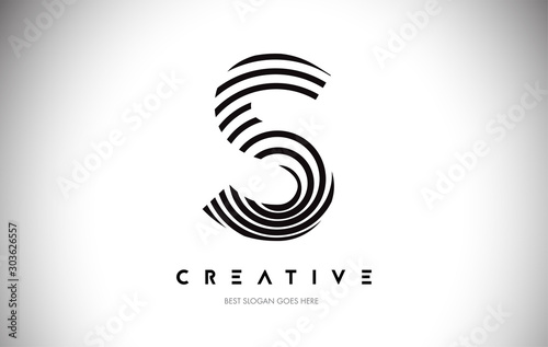 S Lines Warp Logo Design. Letter Icon Made with Circular Lines.