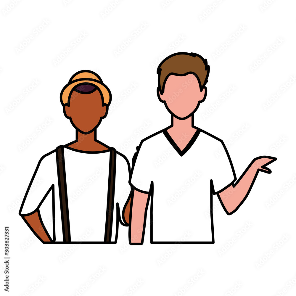 men faceless with different poses on white background men faceless with different poses on white background