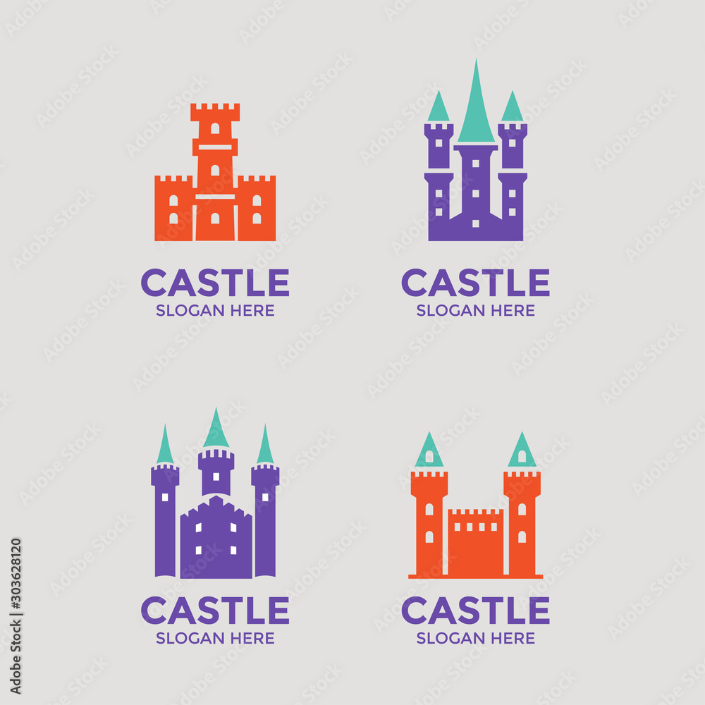 Fototapeta premium Castle logo or emblem set