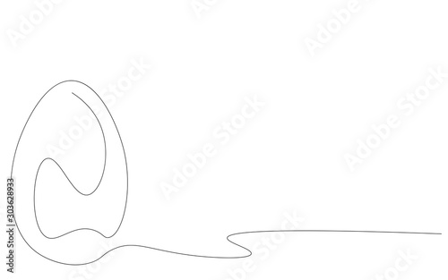 Easter egg line drawing on white background vector illustration