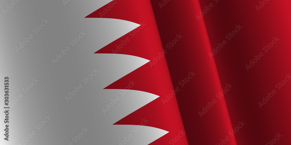 Waving flag of Bahrain. Template, banner, background. National holiday. Independence Day. Symbol, illustration. - obrazy, fototapety, plakaty 