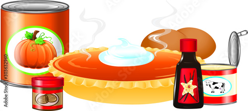 Pumpkin Pie and ingredients