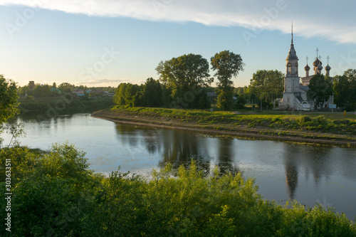 Sretenskaya Church on the river bank in Vologda