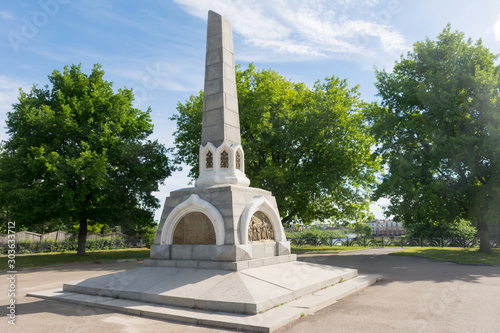 Vologda. Monument of the 800th anniversary of the city of Vologda on the Bank of the Vologda river photo