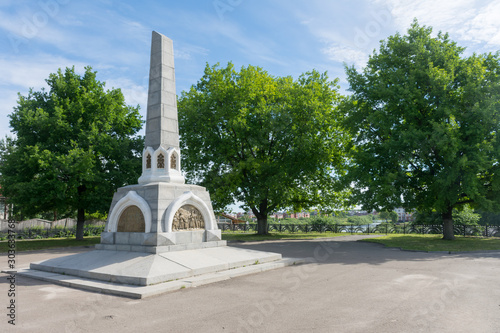 Vologda. Monument of the 800th anniversary of the city of Vologda on the Bank of the Vologda river