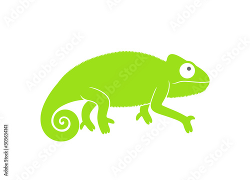 Green chameleon logo. Abstract chameleon on white background