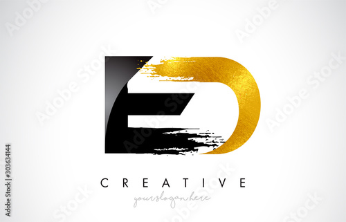 ED Letter Design with Brush Stroke and Modern 3D Look.