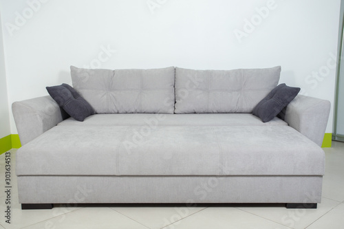 gray sofa on white background decomposed