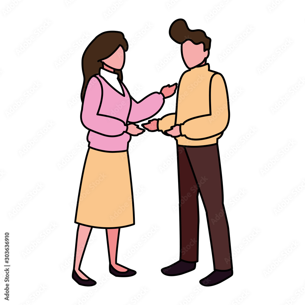couple of people standing on white background couple of people standing on white background