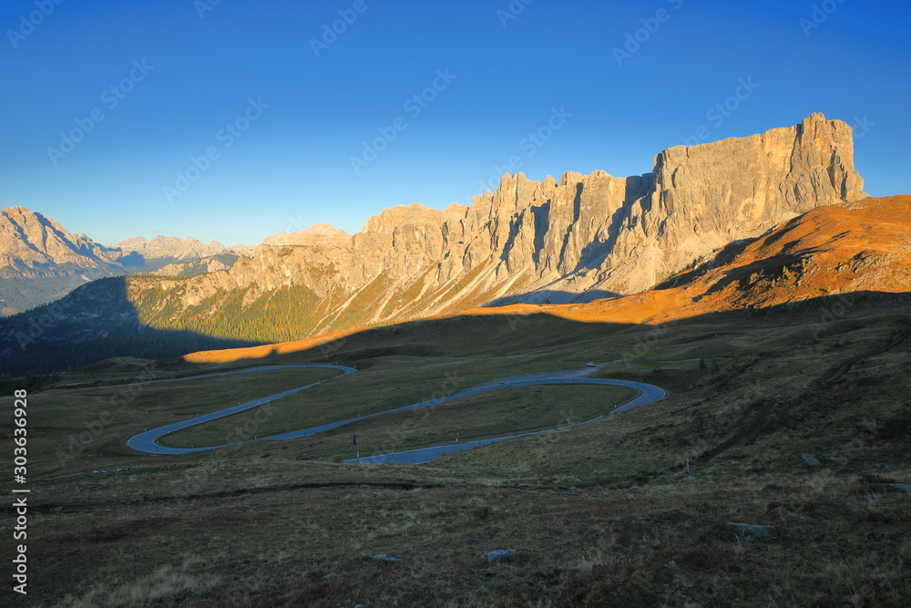 Beautiful view of Dolomites, Passo di Giau