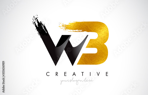 WB Letter Design with Brush Stroke and Modern 3D Look.