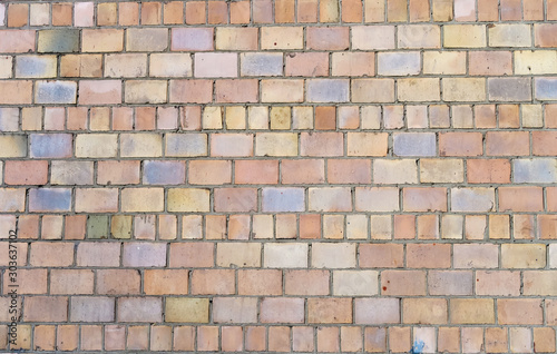 Fototapeta Texture of old long brick, seamless patern of clinker brick, multicolored old