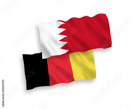 Flags of Belgium and Bahrain on a white background