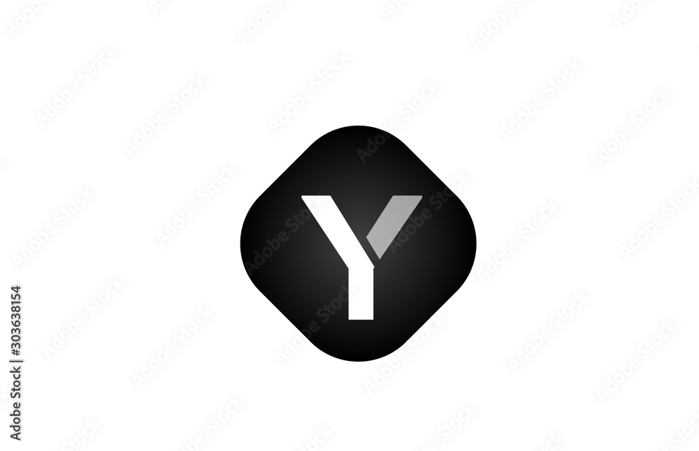 Y alphabet letter logo black and white on rhombus shape design icon for company Y alphabet letter logo black and white on rhombus shape design icon for company