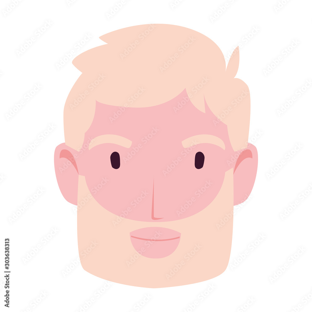 head of man smiling on white background head of man smiling on white background