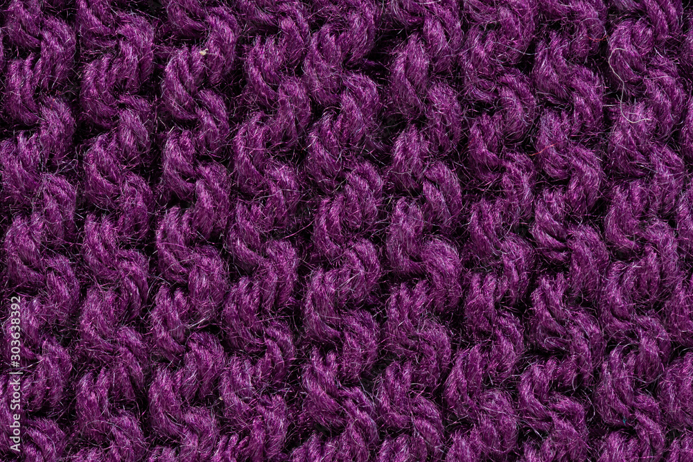 Purple macro yarn close up knitted texture