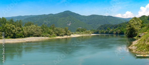 Clean water flow through the mountains - Drina River of Europe