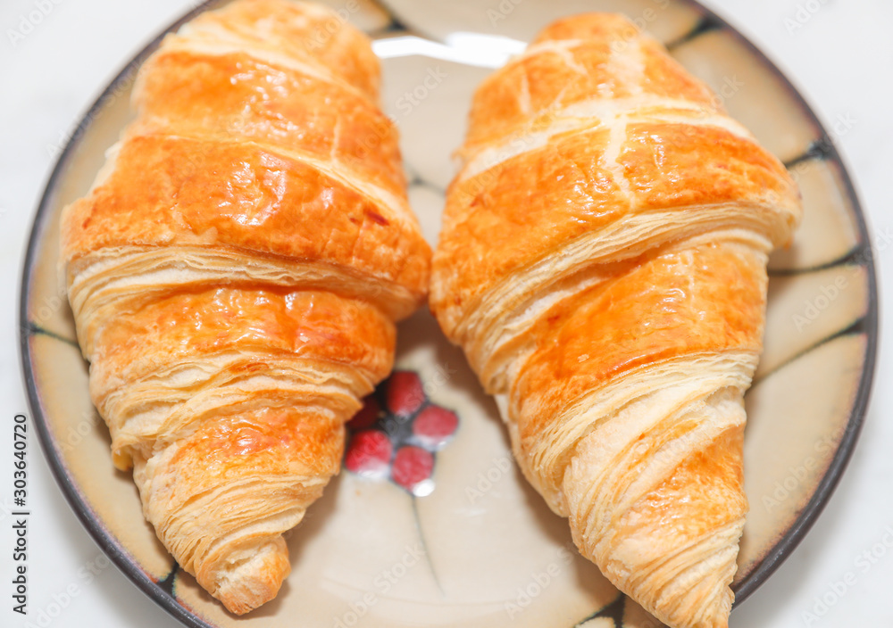 Plain croissant on white background - Image Plain croissant on white background - Image