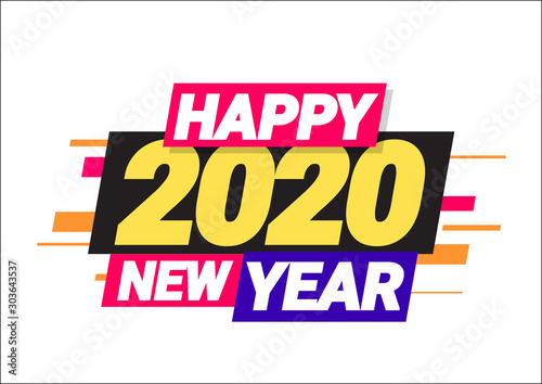 Vector text Design 2020. Happy new year template greeting card.