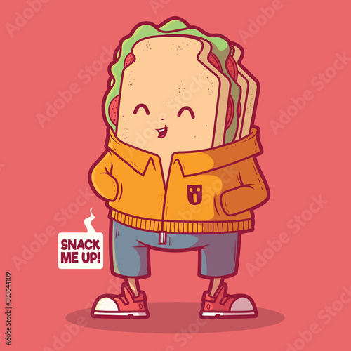 Sandwich character vector illustration. Food, snack, healthy design concept