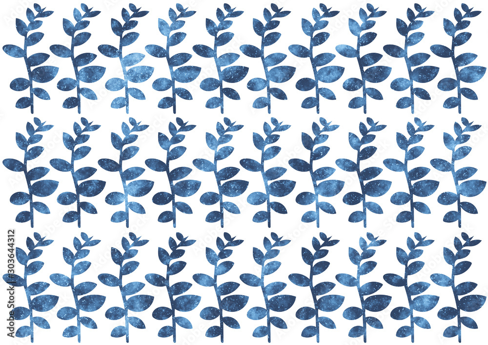 Leaf silhouette pattern with galaxy texture