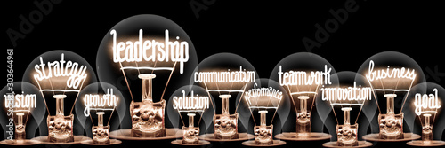Light Bulbs with Leadership Concept photo