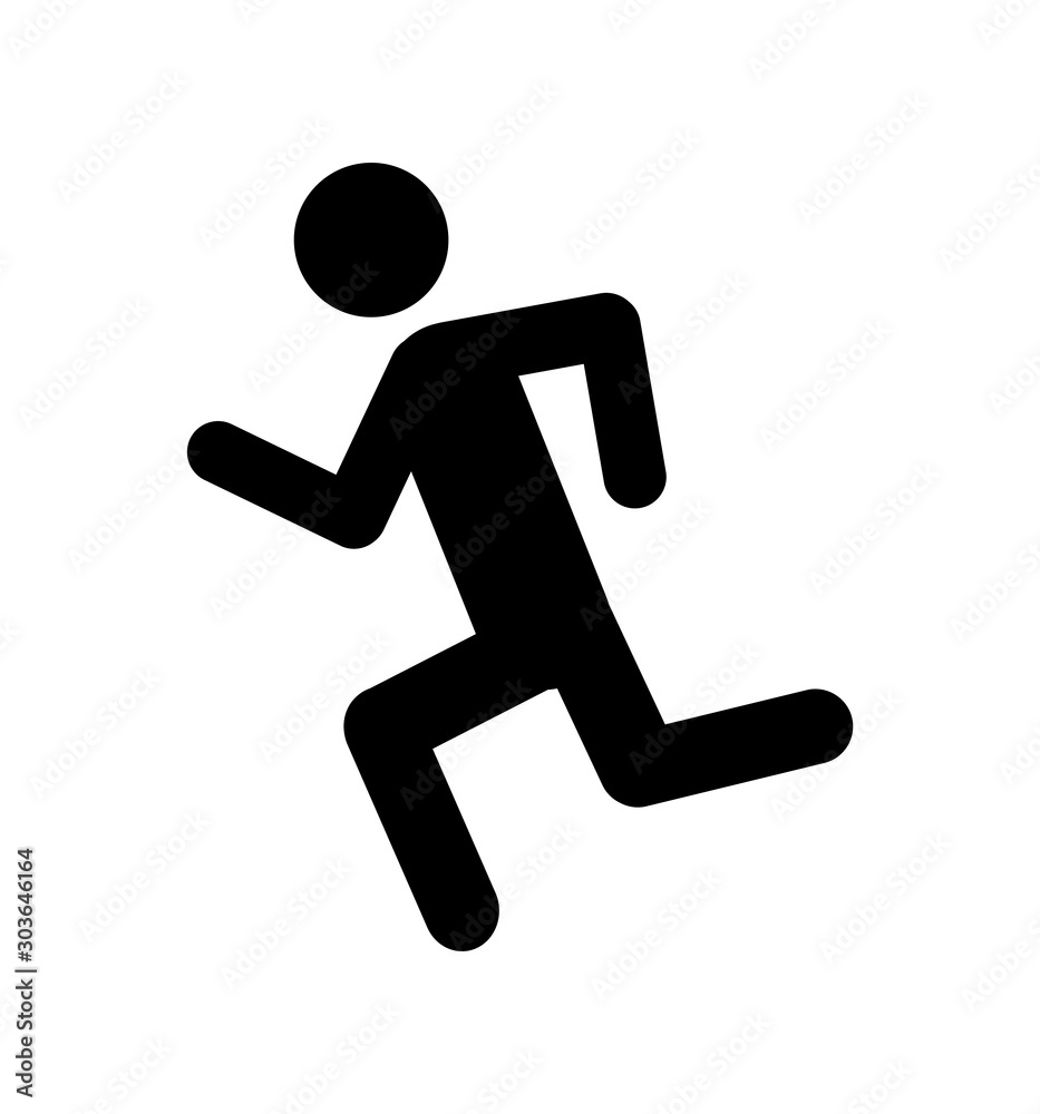 run icon vector flat symbol black illustration on white background run icon vector flat symbol black illustration on white background