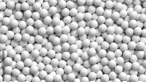 Lot of soft white balls. Pile of white balls for children at the playground