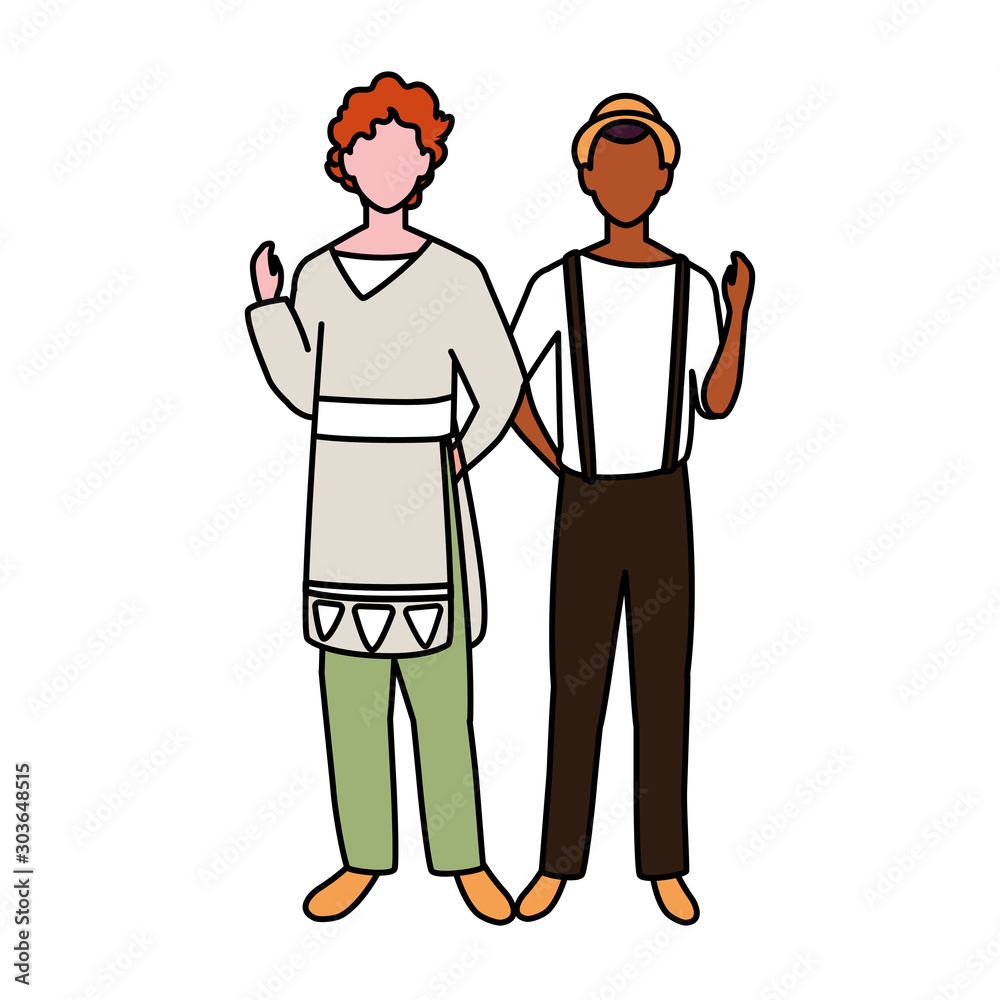 men standing faceless with different poses on white background men standing faceless with different poses on white background