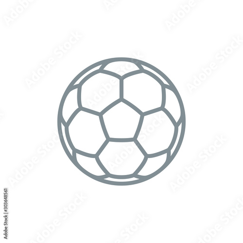 Thin contour lines icon soccer ball for playing football isolated on white background. Modern design minimalistic style black and white outline sign classic leather soccer ball.