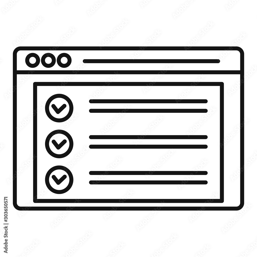 Online checklist icon. Outline online checklist vector icon for web design isolated on white background Online checklist icon. Outline online checklist vector icon for web design isolated on white background