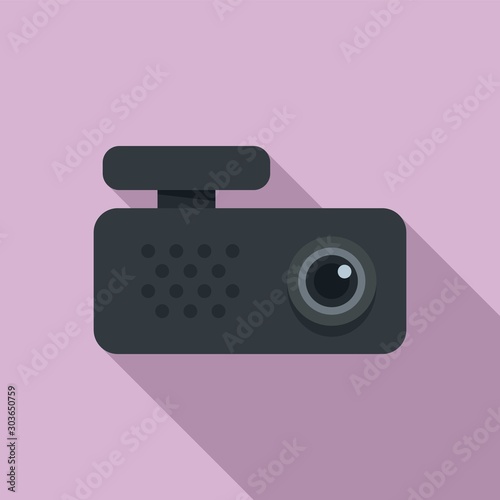 Car dvr recorder icon. Flat illustration of car dvr recorder vector icon for web design