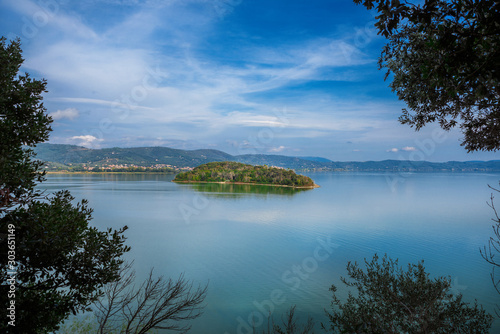 View of  LakeTrasimeno in Umbria from Isola Maggiore photo