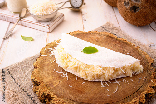 Coconut Tapioca with Condensed Milk - Typical northeastern Brazilian food